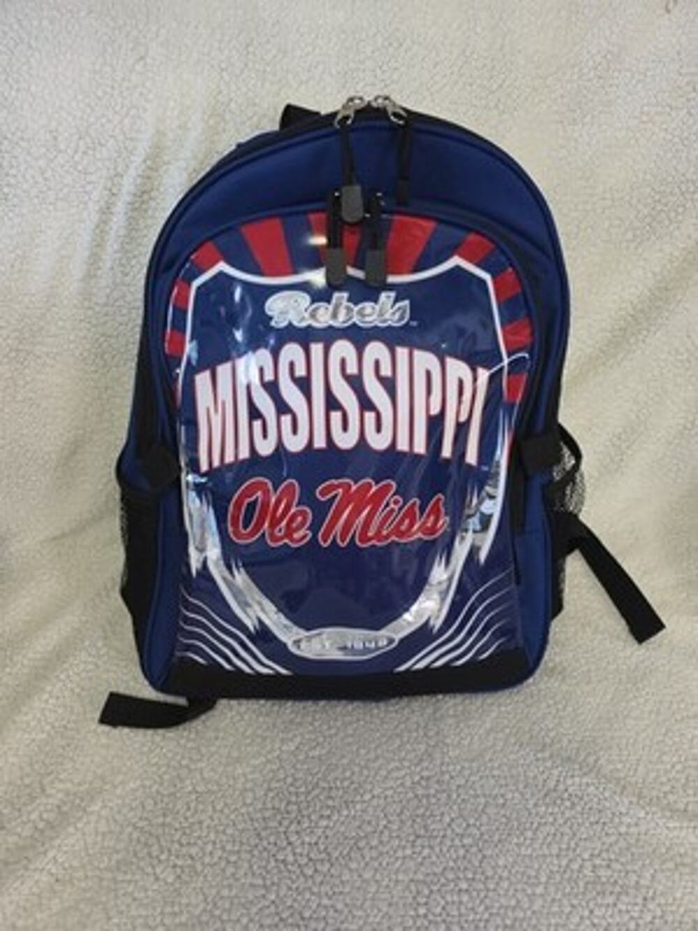 Mississippi Ole Miss Rebels Backpack Blue Red White Black Two Compartment